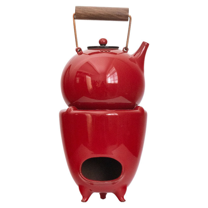 Forbidden Red Teapot with Charcoal Tea Stove Set