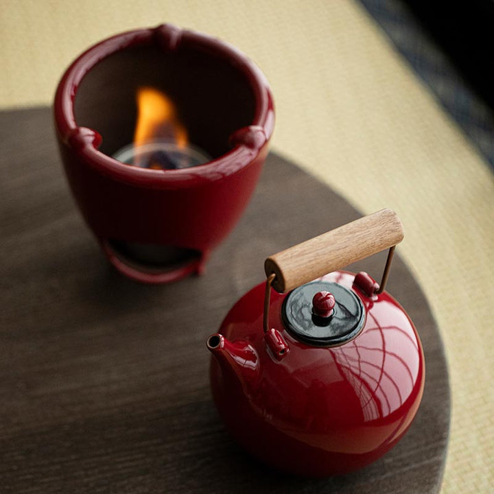 Forbidden Red Teapot with Charcoal Tea Stove Set