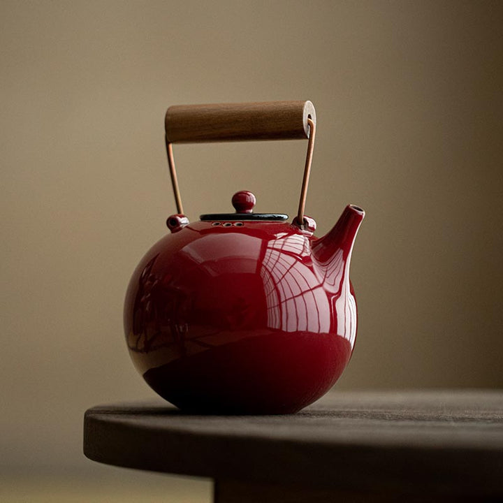 Forbidden Red Teapot with Charcoal Tea Stove Set