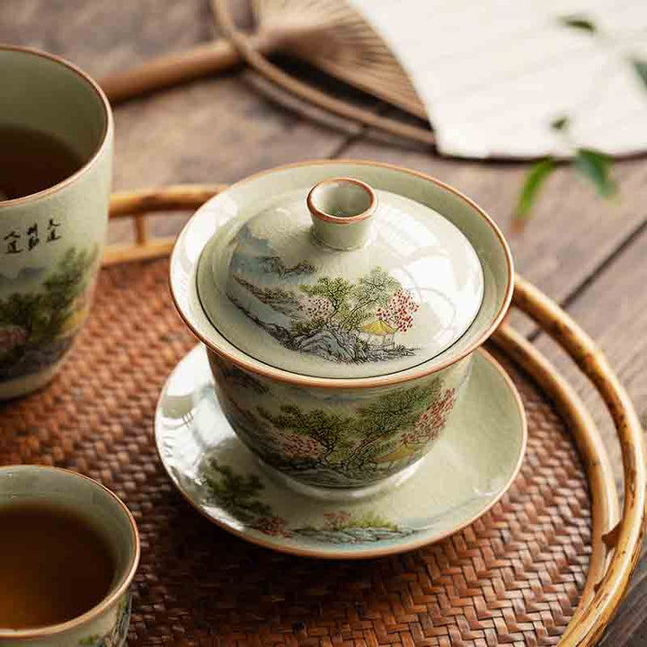 Ice Crackle Sancai Gaiwan