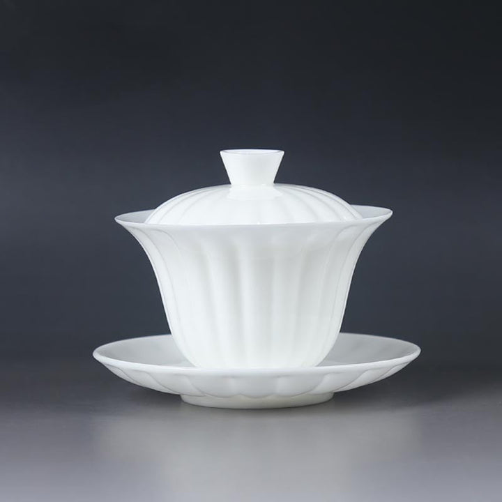 Mutton Fat Jade Ice Species White Porcelain Gaiwan