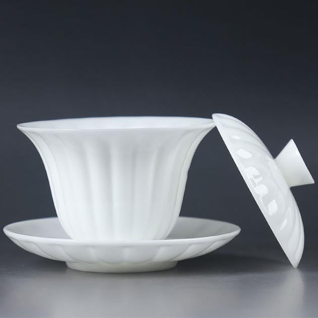 Mutton Fat Jade Ice Species White Porcelain Gaiwan