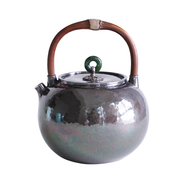 Rattan-handle Silver Pot MORIMA TEA