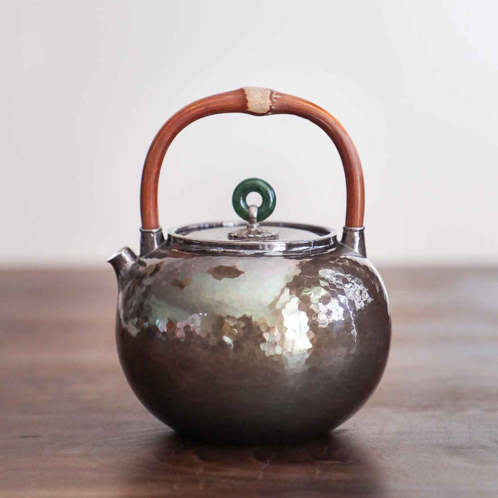 Rattan-handle Silver Pot MORIMA TEA