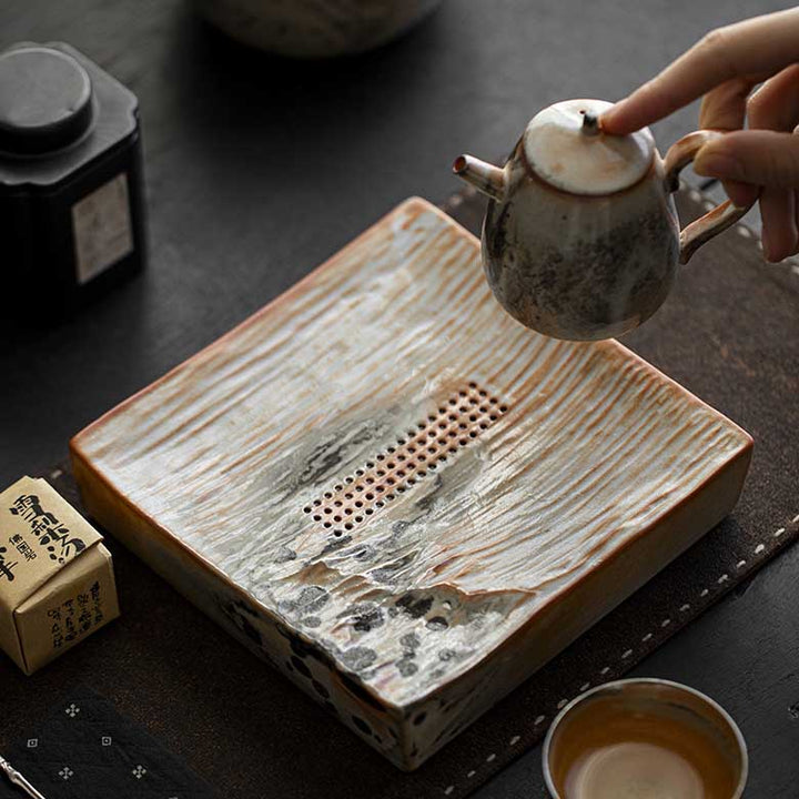 Shinoyaki Viewing Mountains Water-storage Dry-bubble Tray MORIMA TEA