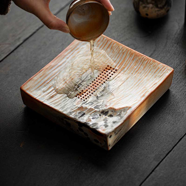 Shinoyaki Viewing Mountains Water-storage Dry-bubble Tray MORIMA TEA