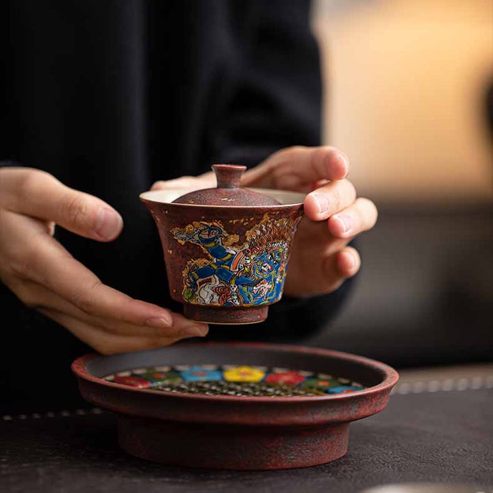 Thangka Pottery Gaiwan Gong Fu Set